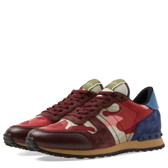 Valentino Garavani Red Burgundy Pink and Blue Rockrunners...